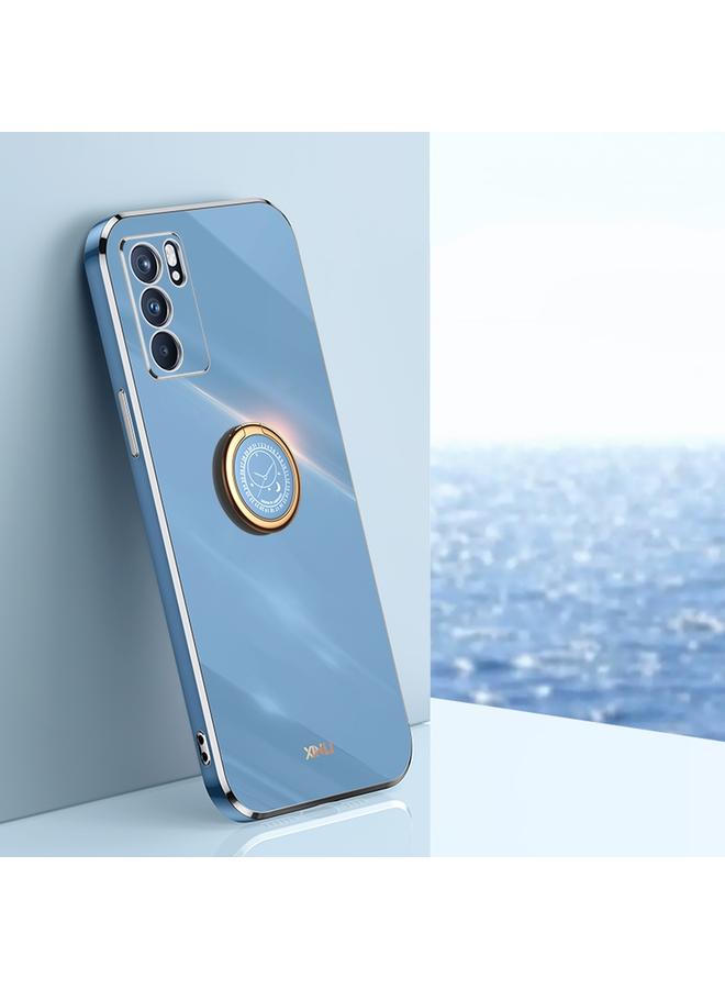 The Bros Case For OPPO Reno6 5G Straight Edge 6D Electroplate TPU Phone Case with Ring Holder