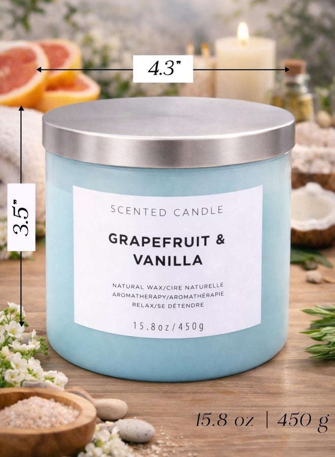T&H Grapefruit Vanilla Aromatherapy Candle 3-Wick, 16 Oz, Scented, Large, 3 Wick, Orange, Indoor, All Season, Men, Women, Unisex, Meditation, Yoga, General Home Decor - Image 5