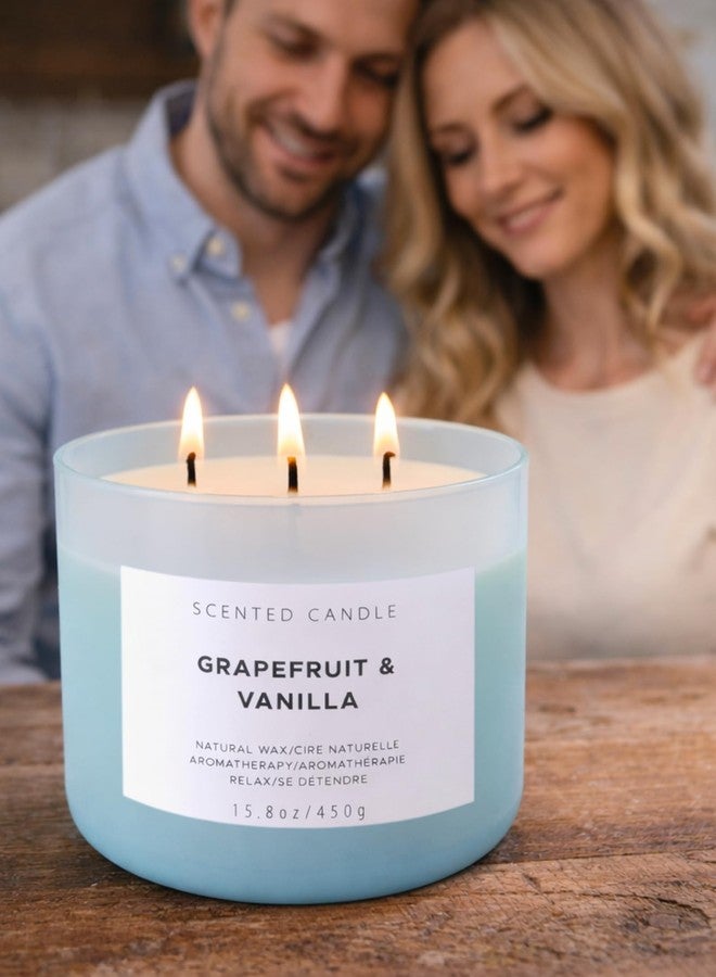 T&H Grapefruit Vanilla Aromatherapy Candle 3-Wick, 16 Oz, Scented, Large, 3 Wick, Orange, Indoor, All Season, Men, Women, Unisex, Meditation, Yoga, General Home Decor - Image 3