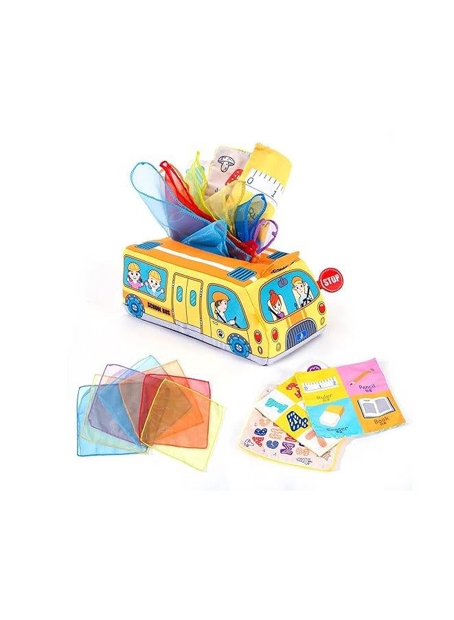 Baby Basket Stuffers Tissue Box Toy, Baby Montessori Sensory Toys with Crinkle Paper Colorful Soft Scarf for 0-3-6-9-12 Months Infants Newborns Gift - Image 1