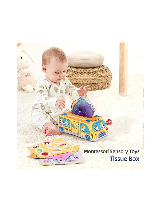 Baby Basket Stuffers Tissue Box Toy, Baby Montessori Sensory Toys with Crinkle Paper Colorful Soft Scarf for 0-3-6-9-12 Months Infants Newborns Gift - Image 2