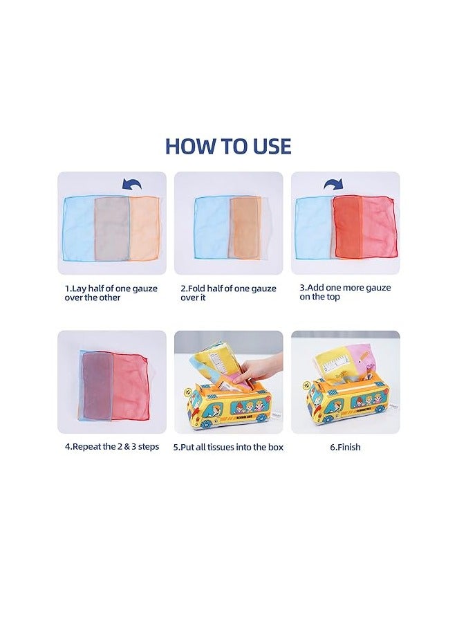 Baby Basket Stuffers Tissue Box Toy, Baby Montessori Sensory Toys with Crinkle Paper Colorful Soft Scarf for 0-3-6-9-12 Months Infants Newborns Gift - Image 5