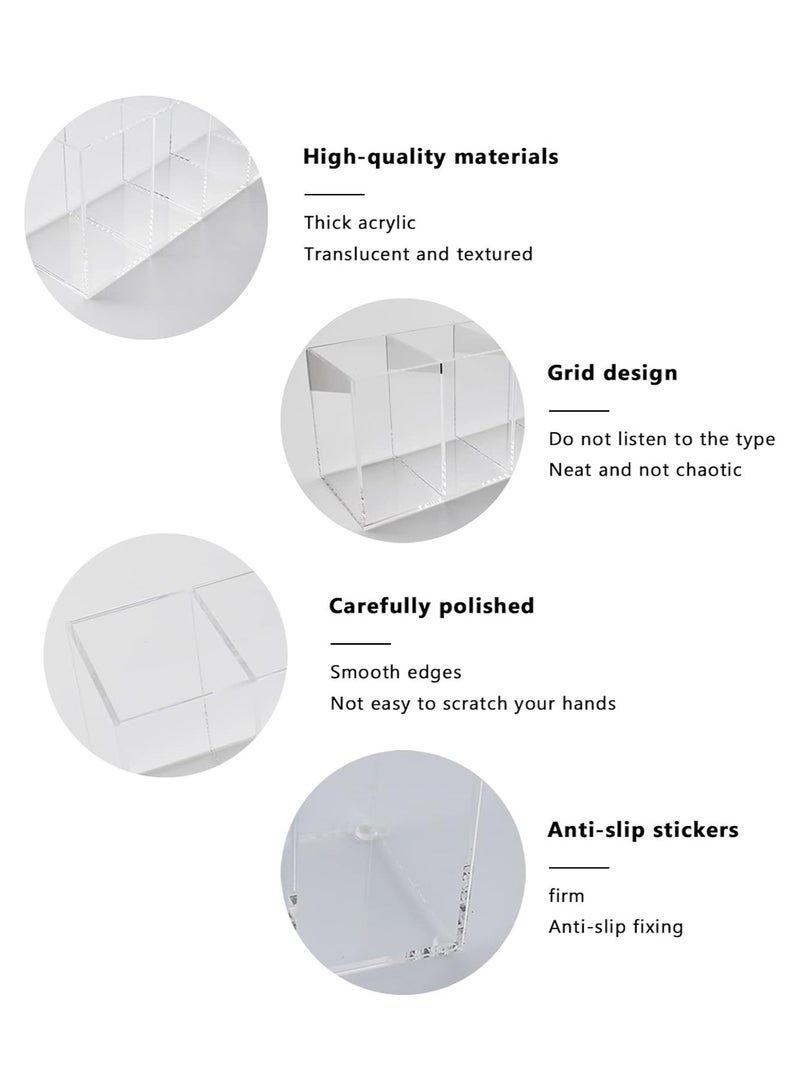 TPGP Acrylic Pen Holder 4 Compartments,Clear Pen Holder Organizer Makeup Brush Holder for Office Desk Accessories,Cosmetic Brush Storage Box,Dorm,Bathroom,Kitchen (Clear) - Image 3