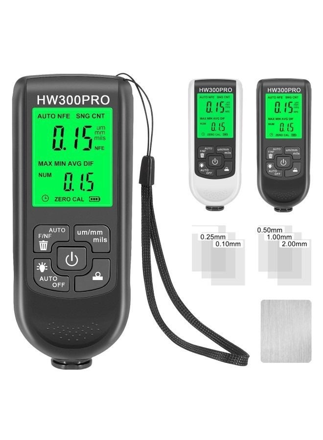 HW-300PRO Car Paint Thickness Gauge, Automatic 0-2000UM Fe  NFe Coating Tester with Manual Automotive Paint Tools (Black) - Image 3