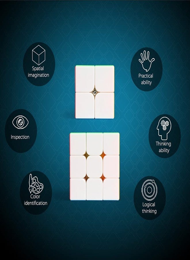 دي إيترنال مجموعة مكعبات السرعة من دي إيترنال مويو، تتضمن مكعبين 2x2 و3x3، لعبة ألغاز مكعبات سحرية عالية السرعة بدون ملصقات - Image 4