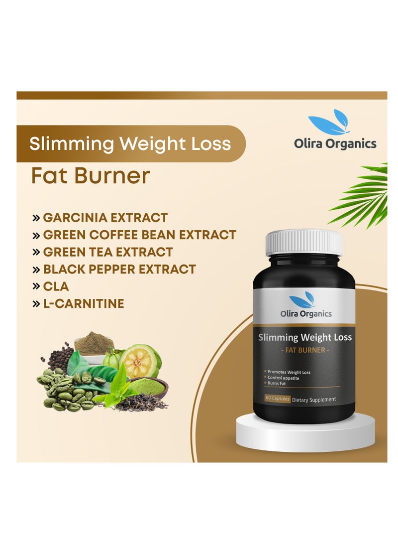 Olira Organics - Slimming Weight Loss 60 Capsule | Advanced Weight Loss Formula With Garcinia , Green Coffee, CLA, L-Carnitine| Metabolism Booster, Appetite Suppressant & Weight Loss Diet Pills For Men and Women - Image 1