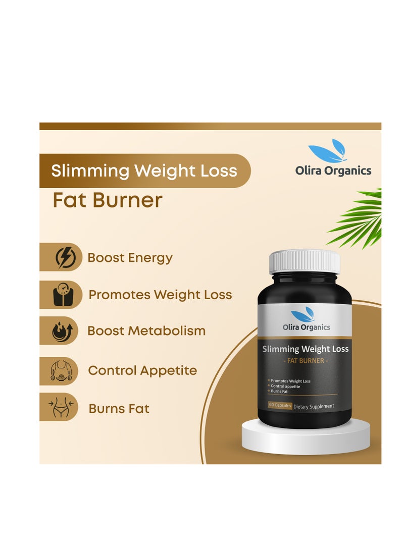 Olira Organics - Slimming Weight Loss 60 Capsule | Advanced Weight Loss Formula With Garcinia , Green Coffee, CLA, L-Carnitine| Metabolism Booster, Appetite Suppressant & Weight Loss Diet Pills For Men and Women - Image 1