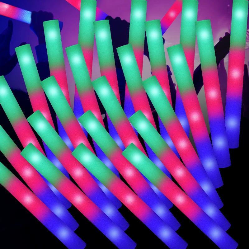 SHQDD 100PCS LED Foam Sticks Foam Light Up Sticks with 3 Modes Colorful Flashing Glow in Dark Party Supplies Glow Stick Bulk Party Pack for Wedding Raves Concert Camping Sporting Events Pool - Image 3