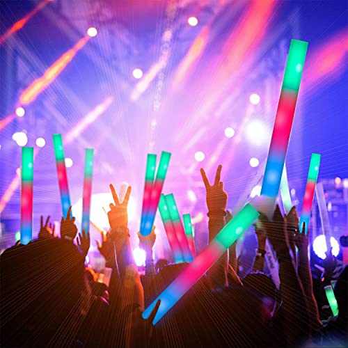 SHQDD 100PCS LED Foam Sticks Foam Light Up Sticks with 3 Modes Colorful Flashing Glow in Dark Party Supplies Glow Stick Bulk Party Pack for Wedding Raves Concert Camping Sporting Events Pool - Image 5