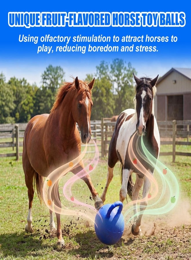 Seenelling كرة حصان من سينيلينج مقاس 10 بوصات بمقبض، لعبة إسطبل برائحة الفواكه، كرة لعب مطاطية مضادة للانفجار وبطيئة الارتداد للخيول لتخفيف الملل، وإثراء بيئة الإسطبل والتدريب التفاعلي - Image 4