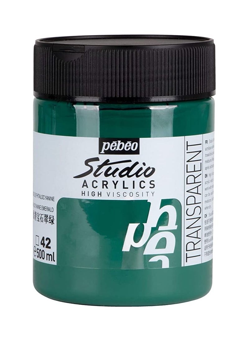 Pebeo Studio Acrylics Fine Acrylic 500 Ml Phthalocyanine Emerald - Image 1