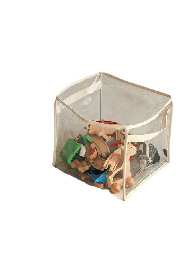 Betaoby Large Transparent PVC Storage Organizer Waterproof Bin for Toys Dolls Clothes Beige Square 32x28x28cm - Image 5