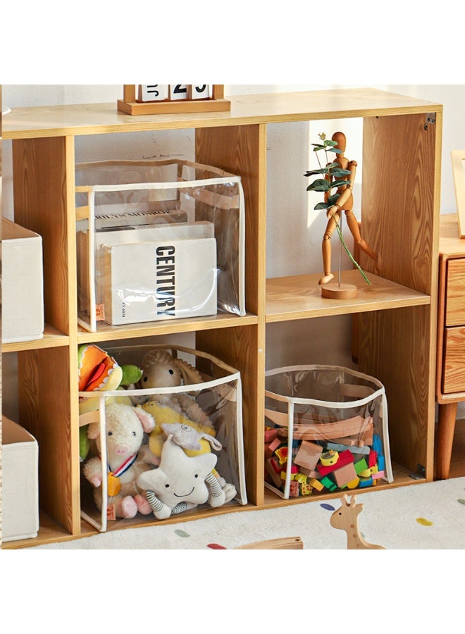 Betaoby Large Transparent PVC Storage Organizer Waterproof Bin for Toys Dolls Clothes Beige Square 32x28x28cm - Image 3