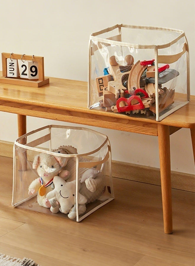 Betaoby 2-Pack Large Transparent PVC Storage Bins – Durable Handle for Kids’ Toys, Dolls & Clothes – Use in Nursery, Playroom, Bedroom - Image 1