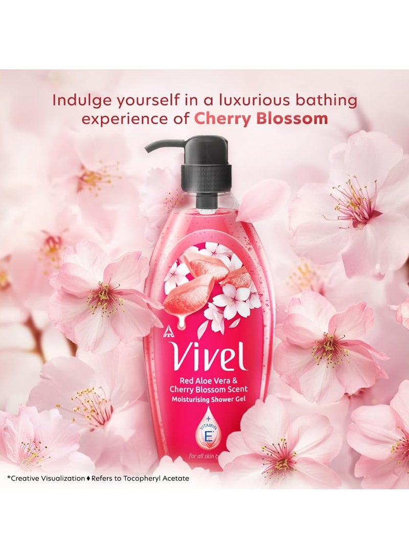 Vivel Red Aloe Vera & Cherry Blossom Scent Shower Gel, 895 ml, Moisturizing Body Wash, with Plant based Cleansers, Body wash Shower Gel - Image 3