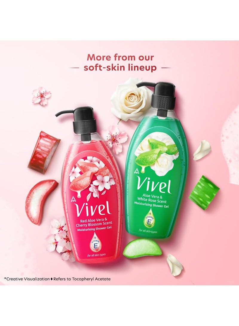 Vivel Red Aloe Vera & Cherry Blossom Scent Shower Gel, 895 ml, Moisturizing Body Wash, with Plant based Cleansers, Body wash Shower Gel - Image 5
