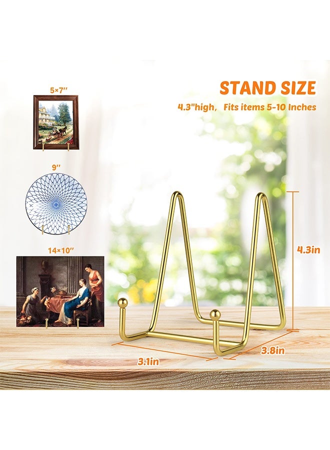 1 Pack 4 Inch Gold Iron Plate Stands for Display, Metal Easel Holder Display Stands, for Photos, Decorative Plates, Dishes & Tabletop Art - Image 2