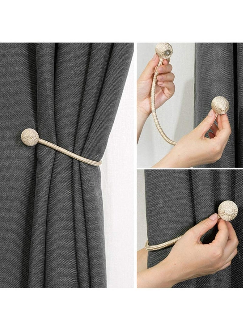 اليسا 1 زوج ستائر Holdbacks Tiebacks حبل مغناطيسي ثنى ربطة عنق حامل خلفي لون ذهبي  - Image 1