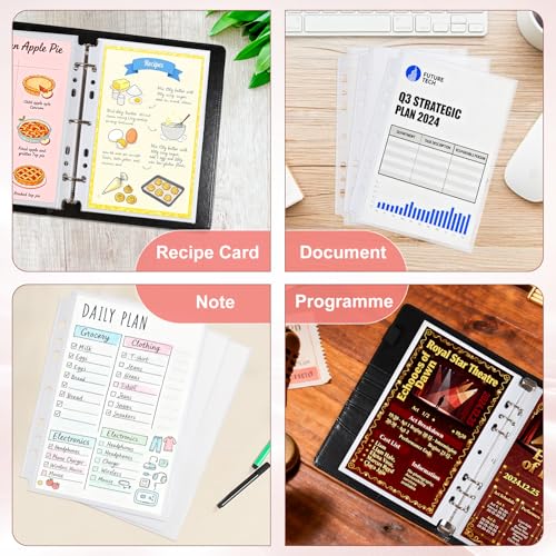 WITHYU 30 Pack 60 Pockets 5.5x8.5” Sheet Protector Sleeves for 6 Ring A5 Binder, A5 Mini 3 Ring Binder, Ultra-Clear Playbill Holder Sleeves, Double-Sided, Top Loading Sheet Protector for Paper Report - Image 5