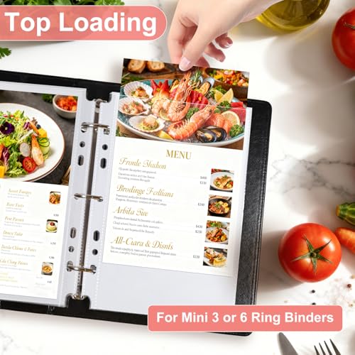 WITHYU 30 Pack 60 Pockets 5.5x8.5” Sheet Protector Sleeves for 6 Ring A5 Binder, A5 Mini 3 Ring Binder, Ultra-Clear Playbill Holder Sleeves, Double-Sided, Top Loading Sheet Protector for Paper Report - Image 2