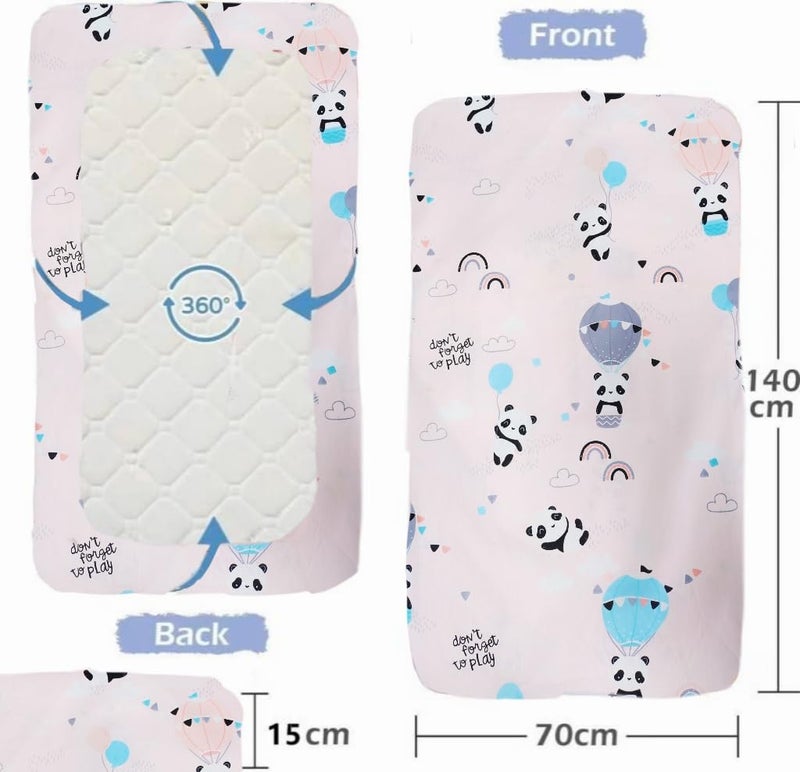 Comicfs ملاءة سرير أطفال مقاس 140 × 70 سم، مجموعة ملاءات سرير أطفال 1 عبوة، ملاءة سلة موسى 100% قطن ناعمة وقابلة للتنفس، ملاءات سرير حديثي الولادة مناسبة للطفل، ملاءة سرير عربة سهلة العناية - Image 2