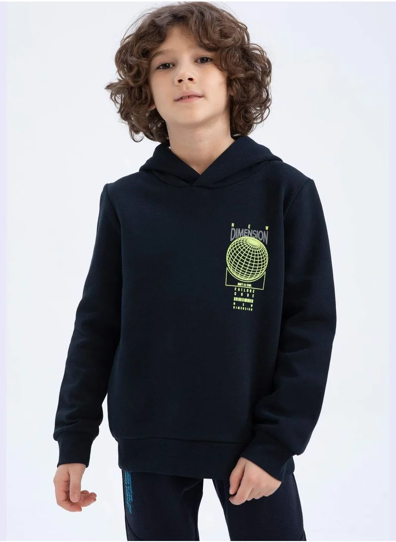 DeFacto Regular Fit Reflector Print Hoodie