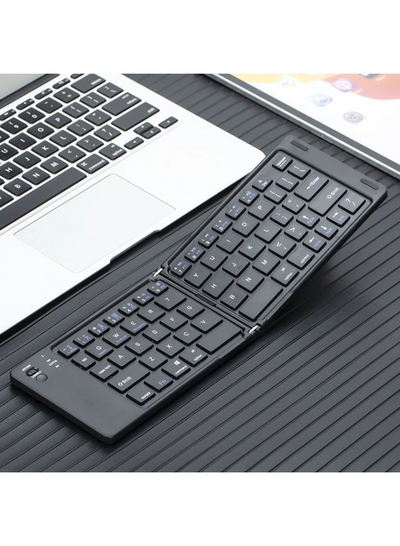 لوحة مفاتيح صغيرة قابلة للطي لاسلكية تعمل بالبلوتوث وجهاز لوحي وهاتف محمول ودفتر وثلاثة أنظمة ولوحة مفاتيح عالمية محمولة وصغيرة الحجم - Image 1