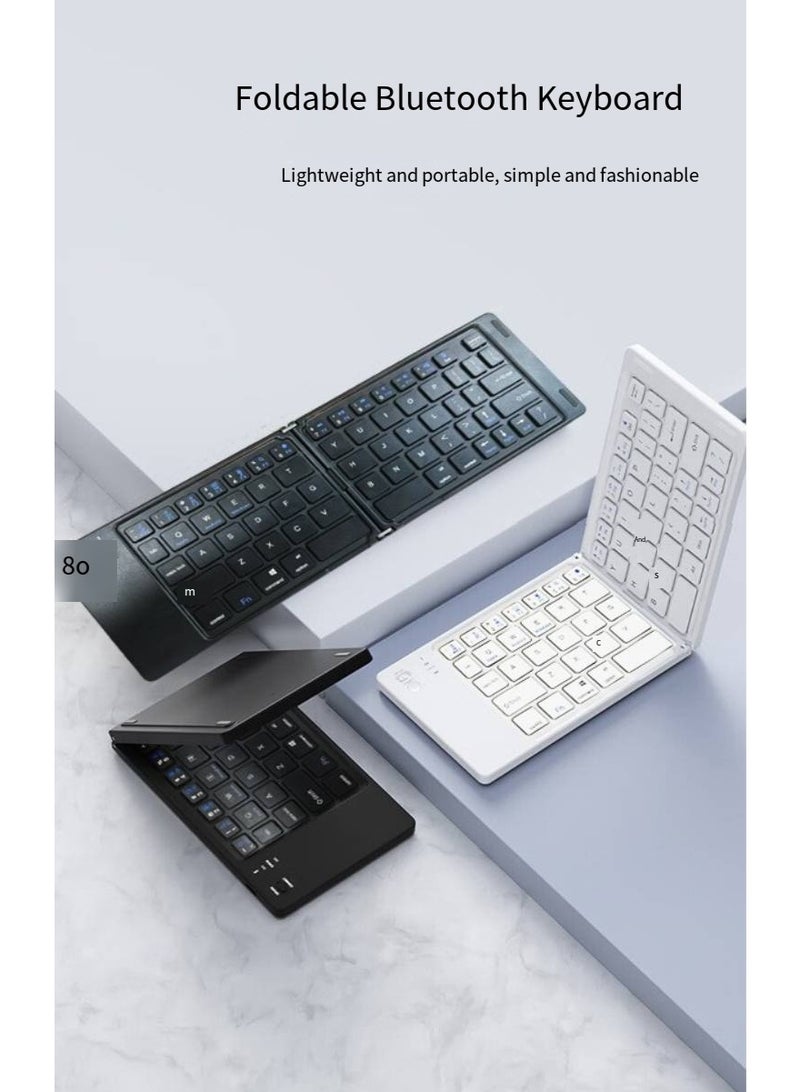 لوحة مفاتيح صغيرة قابلة للطي لاسلكية تعمل بالبلوتوث وجهاز لوحي وهاتف محمول ودفتر وثلاثة أنظمة ولوحة مفاتيح عالمية محمولة وصغيرة الحجم - Image 3