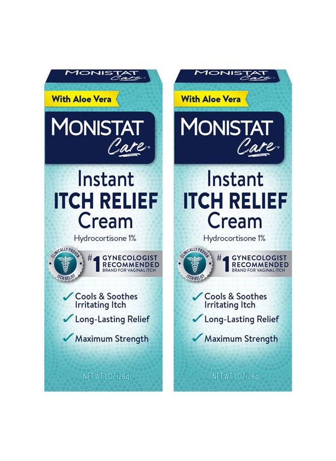Monistat Instant Itch Relief Cream for Women, Maximum Strength Feminine Itch Care, 1 oz, 2 Pack  - Image 1