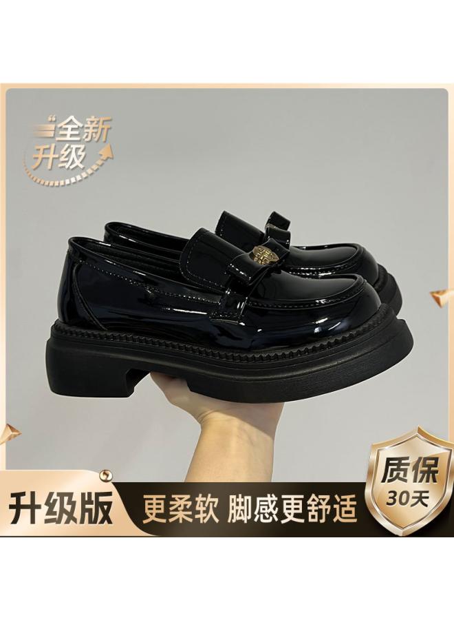 SHAKA Black All-Match Retro British Style Thick-Soled Leather Shoes For Women New Spring And Autumn French Style Chunky Heel Loafers Single Shoes - Image 1