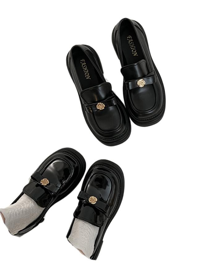 SHAKA Black All-Match Retro British Style Thick-Soled Leather Shoes For Women New Spring And Autumn French Style Chunky Heel Loafers Single Shoes - Image 5