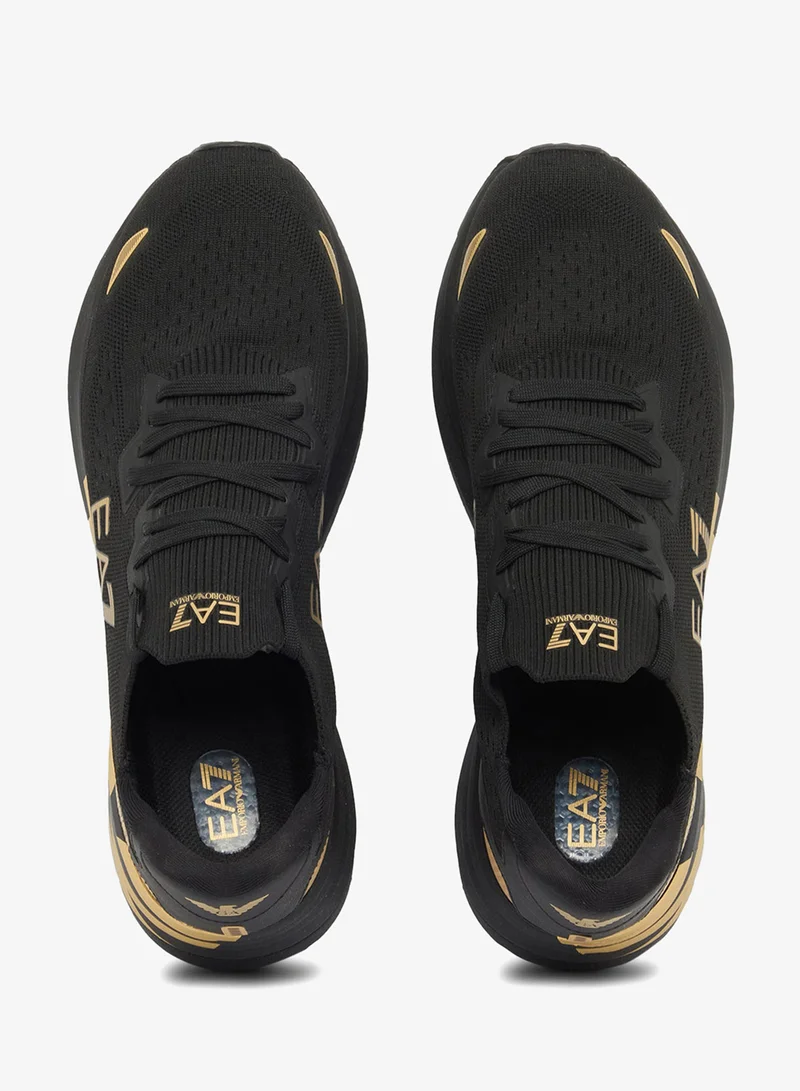 EA7 Emporio Armani Black Men's Crusher Distance Knit 2.0 Shoes  | Best Price UAE