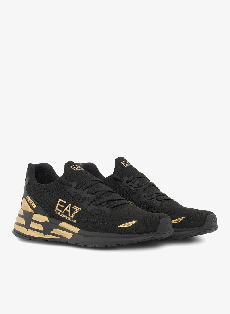 EA7 Emporio Armani Black Men's Crusher Distance Knit 2.0 Shoes  | Best Price UAE