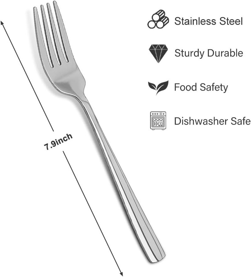 SANTUO Dinner Forks Set-12 Piece 18/10 Stainless Steel Dinner Forks, 7.5 Inches Table Forks,Salad Forks Silverware,Metal Forks for Home Kitchen Restaurant Hotel,Mirror Finish & Dishwasher Safe - Image 2