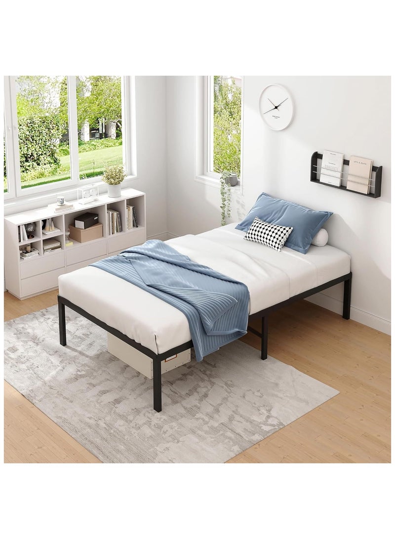 هيكسدريم إطار سرير معدني، إطار سرير فردي بارتفاع 190*100*35.5 سم مع مساحة تخزين، لا يحتاج إلى زنبرك صندوقي، مناسب للشقق وغرف النوم وغرف الضيوف - Image 1