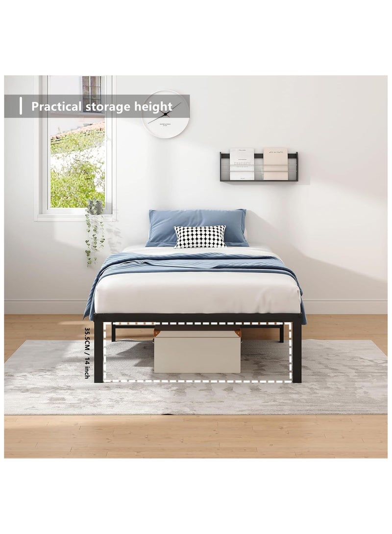 هيكسدريم إطار سرير معدني، إطار سرير فردي بارتفاع 190*100*35.5 سم مع مساحة تخزين، لا يحتاج إلى زنبرك صندوقي، مناسب للشقق وغرف النوم وغرف الضيوف - Image 3