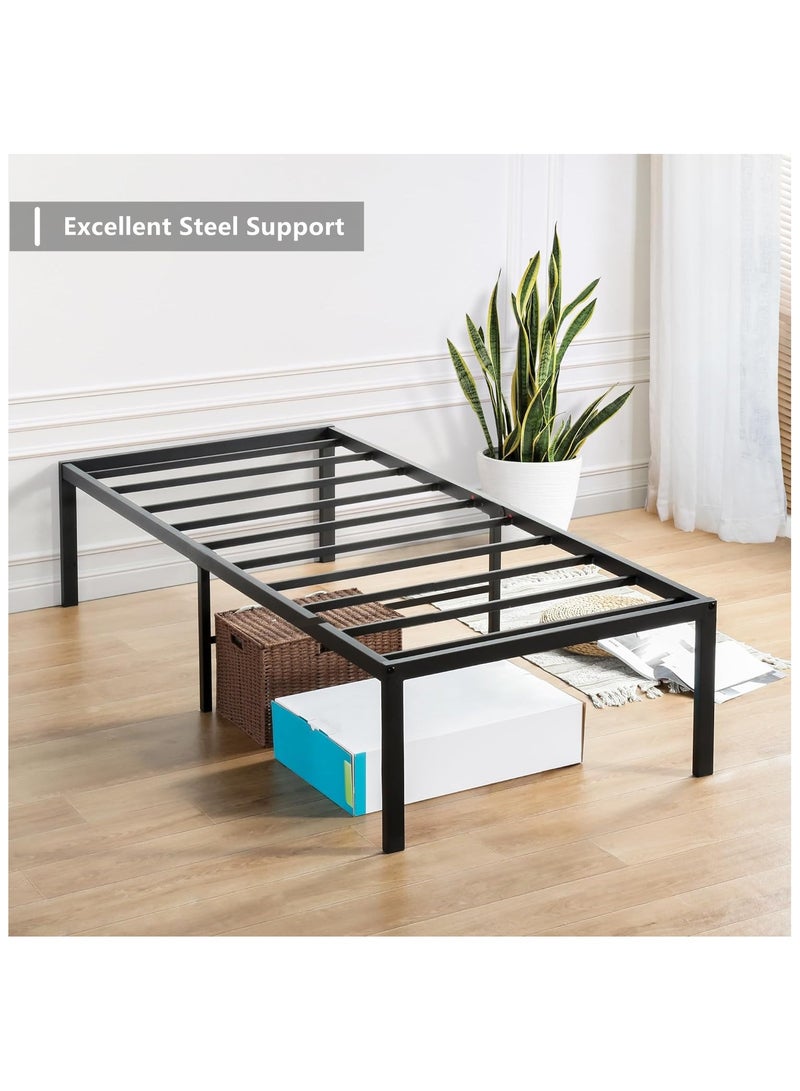 هيكسدريم إطار سرير معدني، إطار سرير فردي بارتفاع 190*100*35.5 سم مع مساحة تخزين، لا يحتاج إلى زنبرك صندوقي، مناسب للشقق وغرف النوم وغرف الضيوف - Image 4