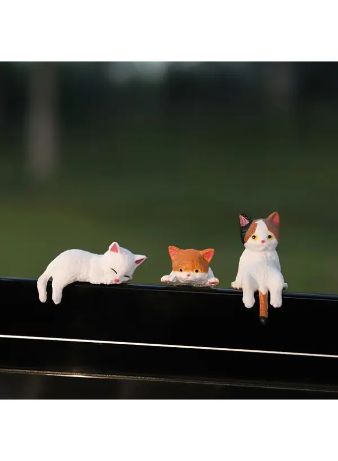 Black And White Climbing Cat Figurine For Car Desk Decor Lucky Kitten - Image 3
