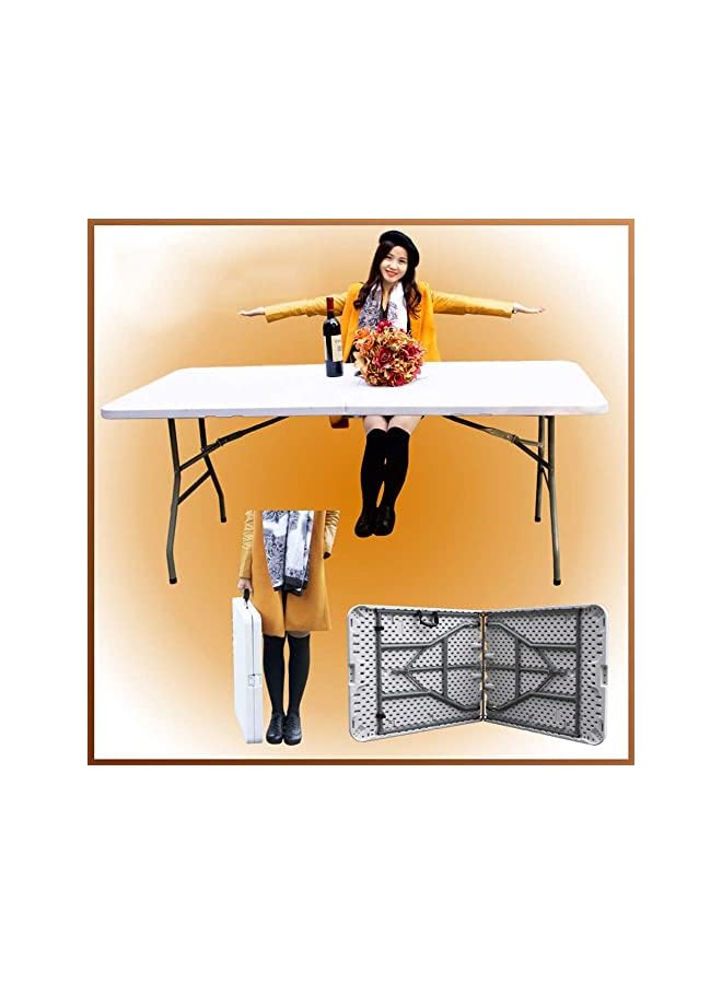 PROMASS Camping Table for BBQ Picnic Party - Holds up to 8 People 6ft Folding Table, Outdoor Portable Plastic Camping Table Garden Table (Color: White) - Image 2