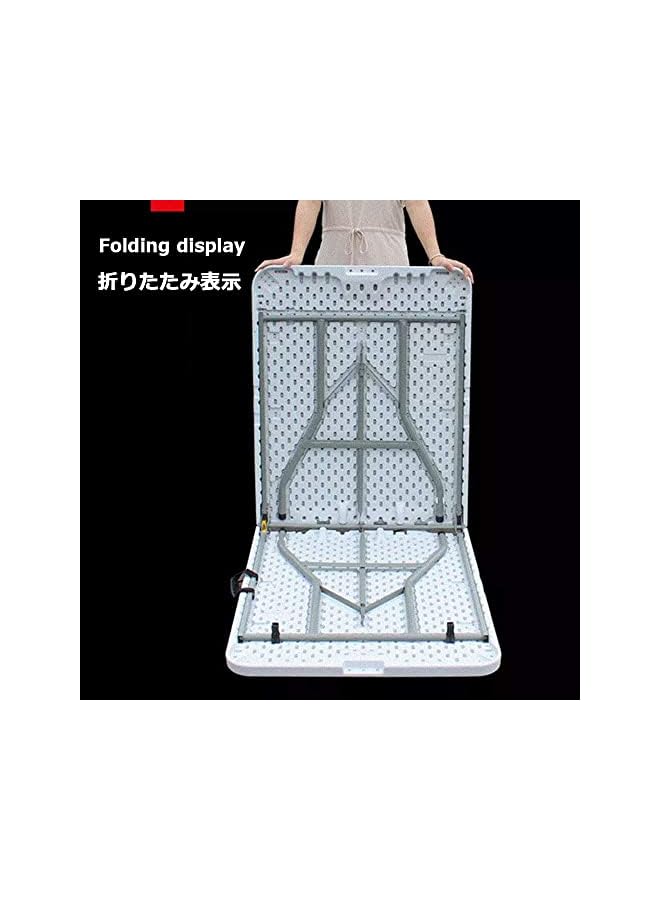 PROMASS Camping Table for BBQ Picnic Party - Holds up to 8 People 6ft Folding Table, Outdoor Portable Plastic Camping Table Garden Table (Color: White) - Image 4