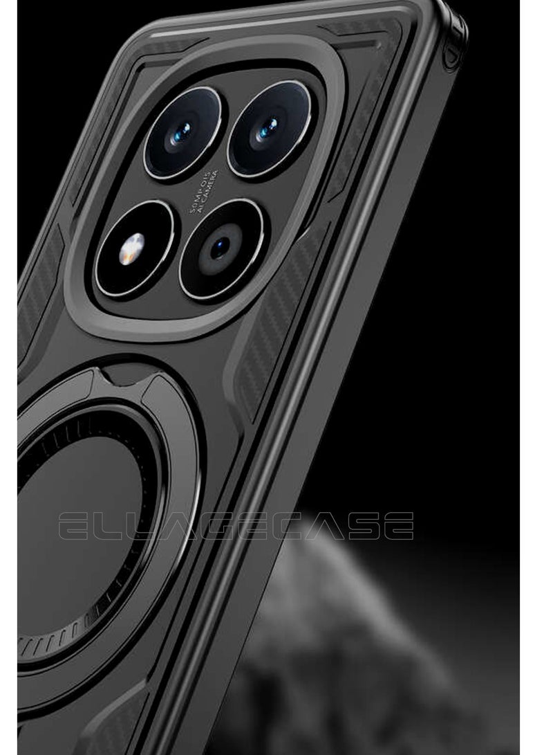 ELLAGECASE حافظة واقية مع حلقة لهاتف Xiaomi Redmi Note 14 Pro 5G / Note 14 Pro 4G / Poco X7 / Note 14 Pro Plus 5G، حماية قوية من السقوط، إمكانية الوقوف أفقيًا ورأسيًا، حماية كاميرا متينة، دعم متوازن، وتوافق مثالي مع الملحقات المغناطيسية - Image 4