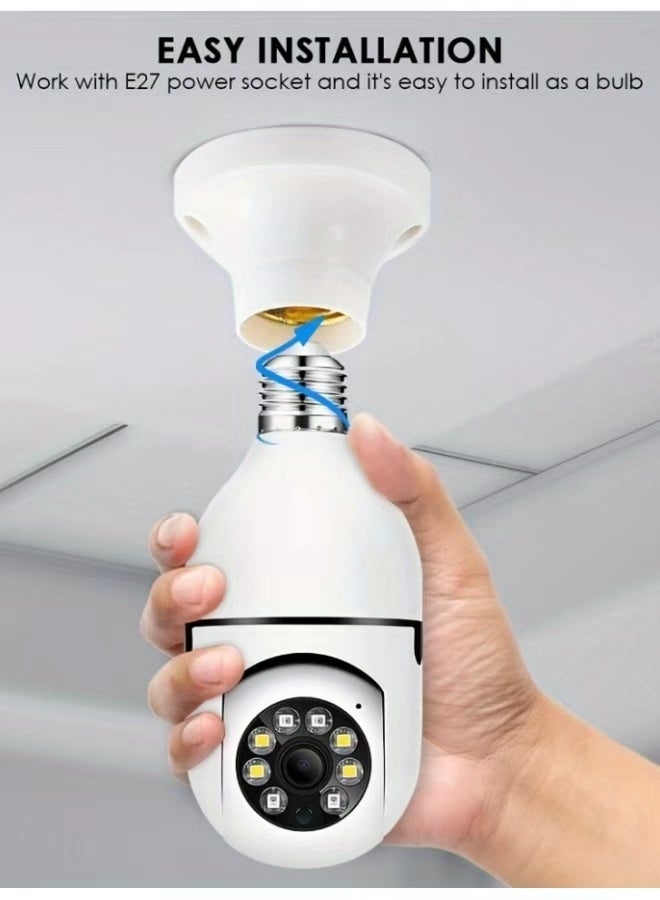 JieSuDa Security Camera, Smart E27 Light Bulb – 1080P HD WiFi Surveillance Camera (2.4GHz) with PTZ Rotation, Motion Detection Alerts, Two-Way Audio & Mobile Remote Viewing for Indoor Use - Image 4