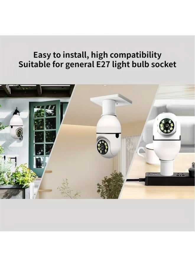 JieSuDa Security Camera, Smart E27 Light Bulb – 1080P HD WiFi Surveillance Camera (2.4GHz) with PTZ Rotation, Motion Detection Alerts, Two-Way Audio & Mobile Remote Viewing for Indoor Use - Image 3