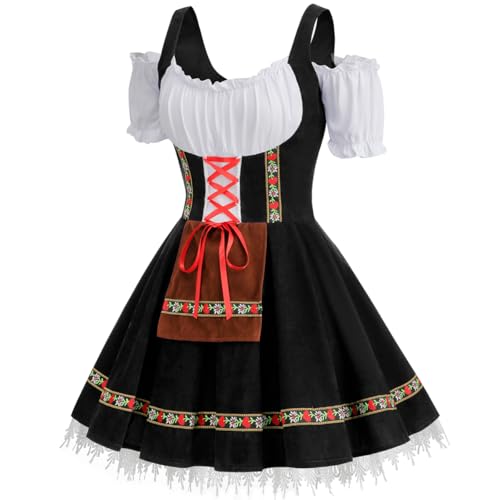 GRAJTCIN Oktoberfest Costumes Women Velvet German Bavarian Dirndl Dress Octoberfest Outfits for Halloween Carnival (M, Black) - Image 2