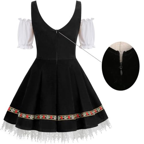 GRAJTCIN Oktoberfest Costumes Women Velvet German Bavarian Dirndl Dress Octoberfest Outfits for Halloween Carnival (M, Black) - Image 3