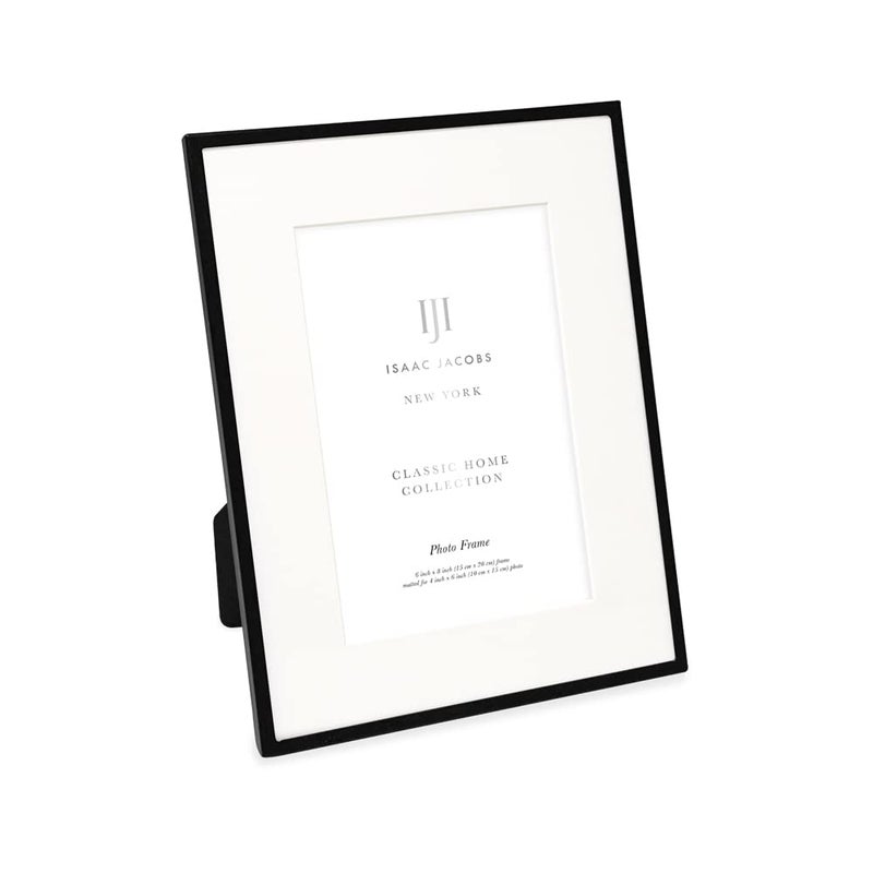 Isaac Jacobs 6x8 Matted 4x6 Black Metal Picture Frame Classic Metal Photo Frame Made For Tabletop  Hanging Display Home and Office Dcor Photo Gallery and Wall Art 6x8 Matted 4x6 Black