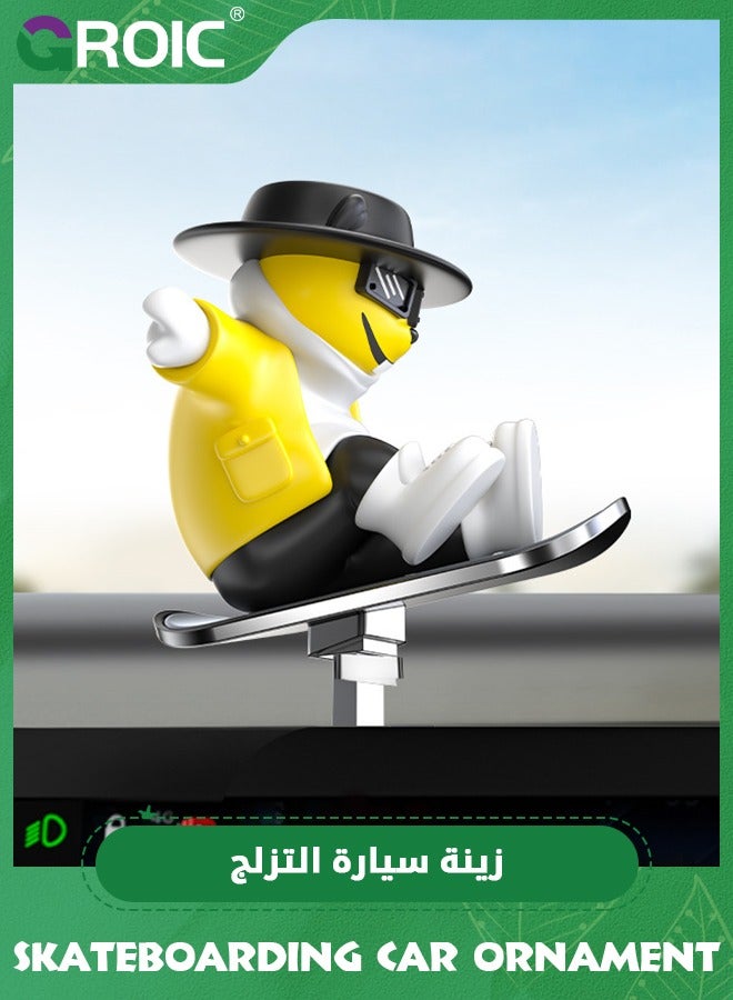GROIC Skateboarding Bear Car Ornament,Funny Skater Bear Car Dashboard Decorations for Car Mirror Interior Decors,Car Ornament(Yellow) - Image 1