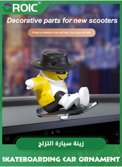 GROIC Skateboarding Bear Car Ornament,Funny Skater Bear Car Dashboard Decorations for Car Mirror Interior Decors,Car Ornament(Yellow)  - Image 4