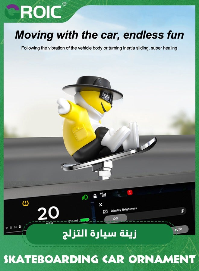 GROIC Skateboarding Bear Car Ornament,Funny Skater Bear Car Dashboard Decorations for Car Mirror Interior Decors,Car Ornament(Yellow) - Image 3