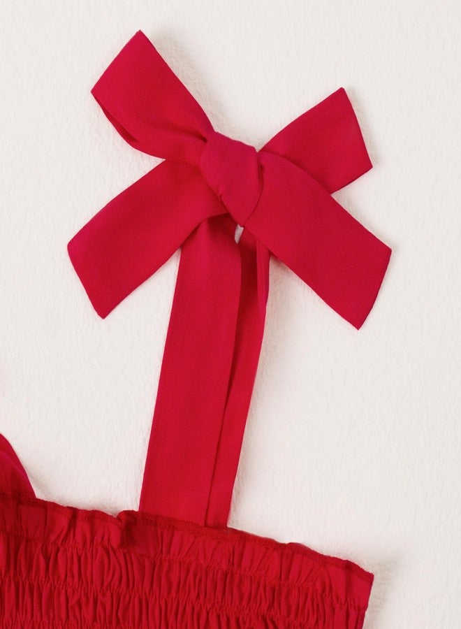 بمعنى سحر بمعنى حديقة فستان ماجيك بارك للأطفال الرضع والصغار بدون أكمام مكشكش، فستان صيفي متعدد الطبقات برباط، فستان شاطئي كاجوال للمراهقات بقصة A-Line (متعدد الألوان بألوان قوس قزح، 6-7 سنوات) - Image 3